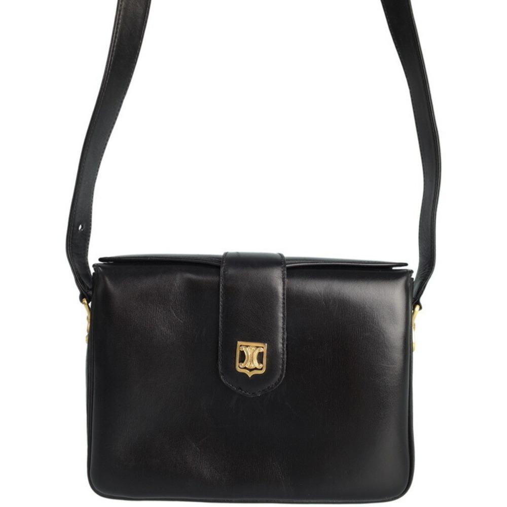 Celine Trotteur Leather Shoulder Bag Black